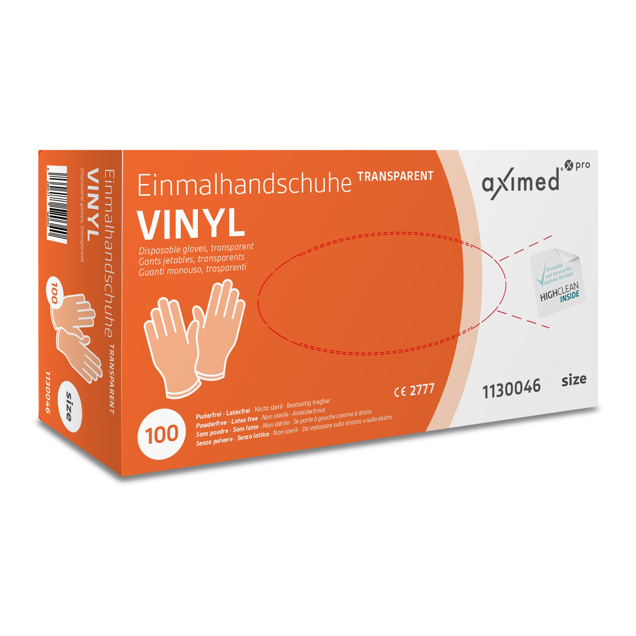 Aximed® pro Gants vinyle V45+ Transparent S