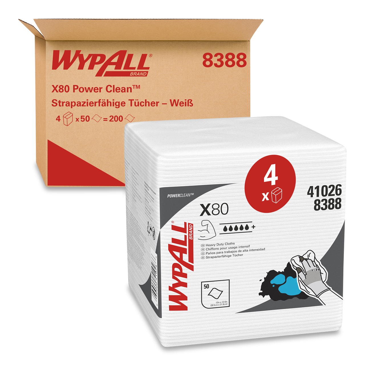 WypAll® X80 Chiffons - Pliés 1/4