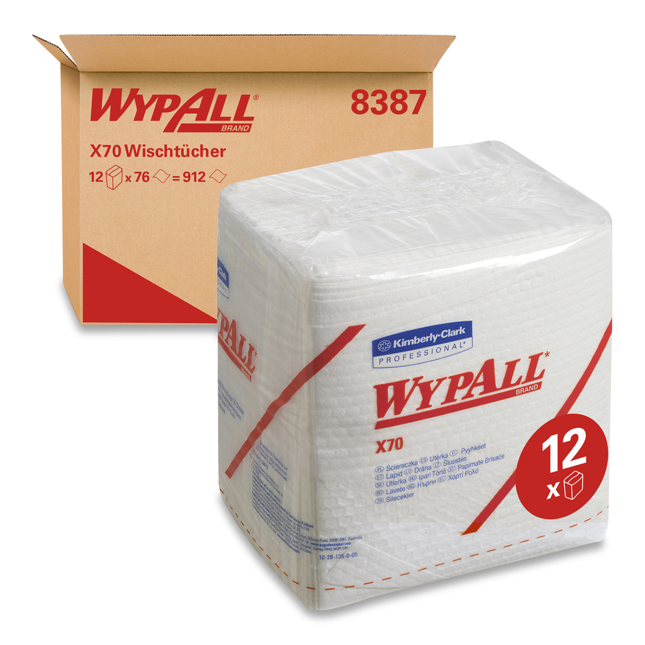 WypAll® X70 Chiffons - Pliés 1/4